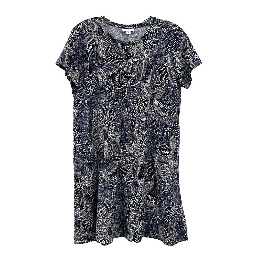 J Jill Pure Jill Short Sleeve Shift A-line Dress Pockets Medium Petite Cotton